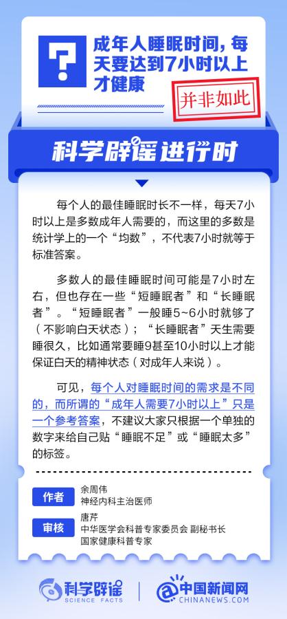 中新真探：成年人睡眠时间，每天要达到7小时以上才健康？